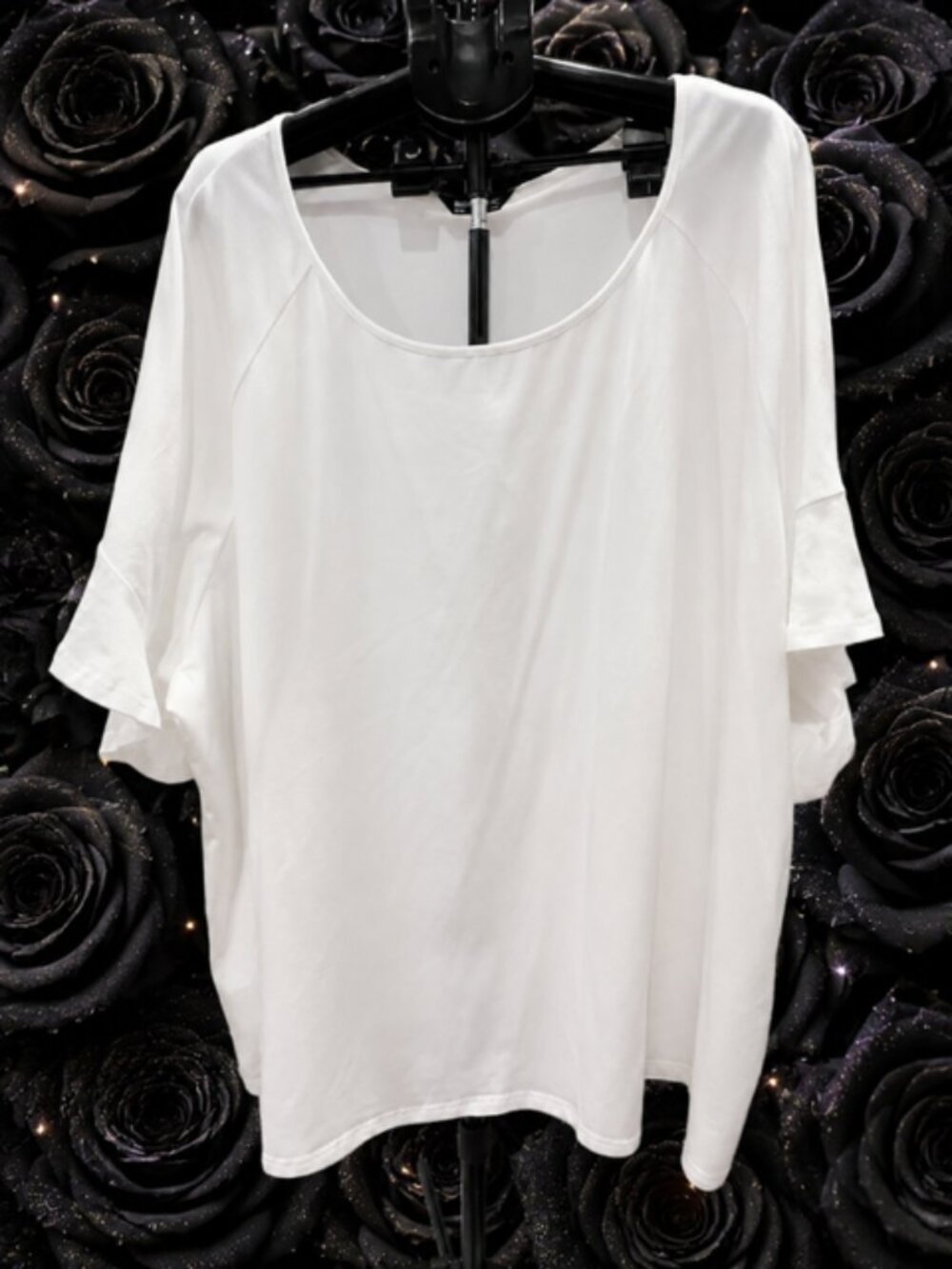 Bloomchic White Flutter Sleeve Round Neck Top 30W NWOT